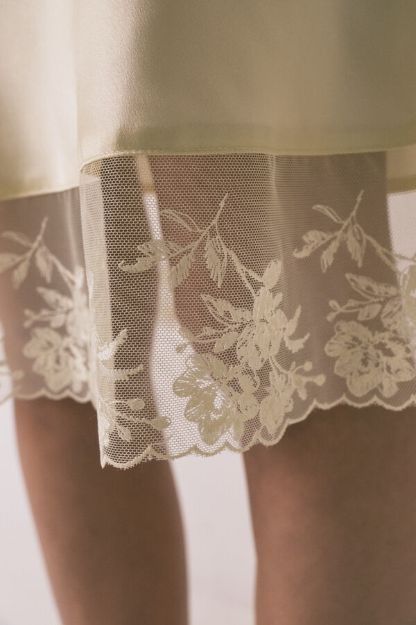 Women'secret Camis&oacute;n corto sat&eacute;n y encaje amarillo amarillo