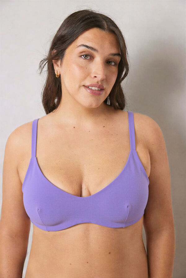 Women'secret Top de bikini horizontal con varilla lila morado/lila