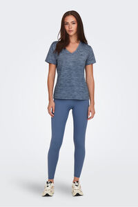 Only Play Playera de manga corta con cuello en PICO y tejido efecto lavado