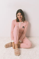 Women'secret Pijama larga de punto tejido extra suave a rayas Mafalda  rojo