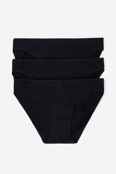 Womensecret Pack 3 bragas clásicas de algodón negro