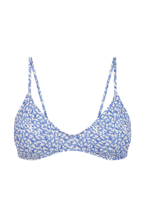Womensecret Top de bikini con escote en PICO y estampado azul estampado