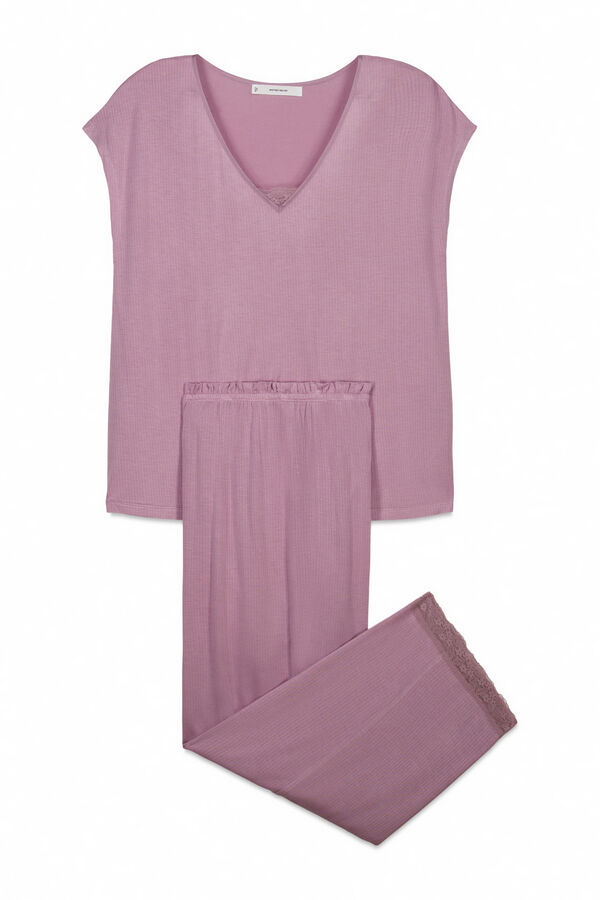 Women'secret Pijama capri tacto suave de viscosa rosa rosa