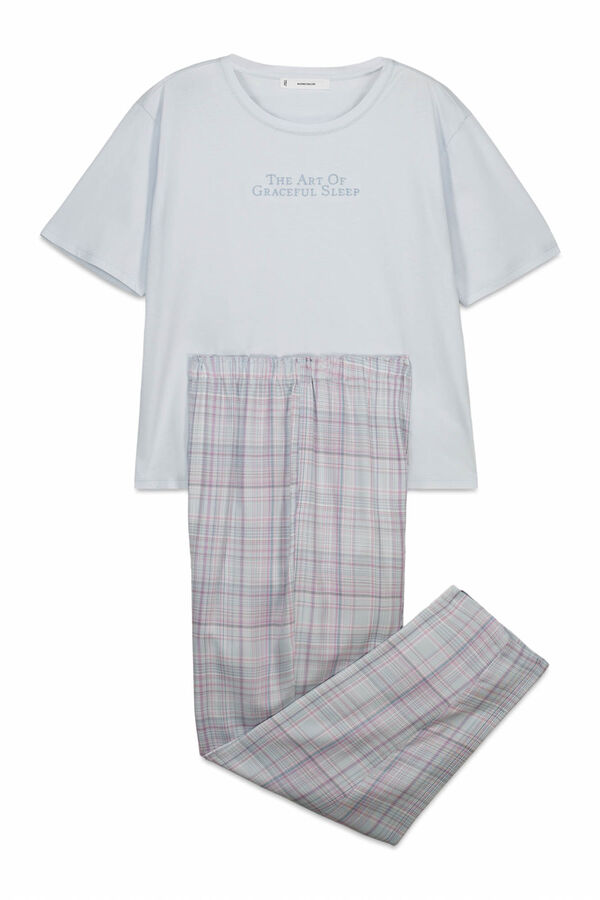 Women'secret Pijama a cuadros de 100% algod&oacute;n azul azul