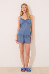 Womensecret Pijama corta en tejido de gasa azul azul