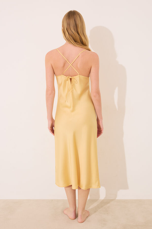 Womensecret Camisón largo de satén amarillo amarillo