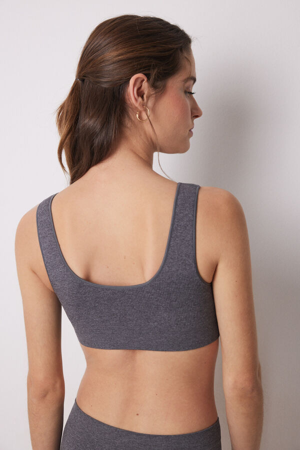 Womensecret Top de canalé gris sin costuras gris