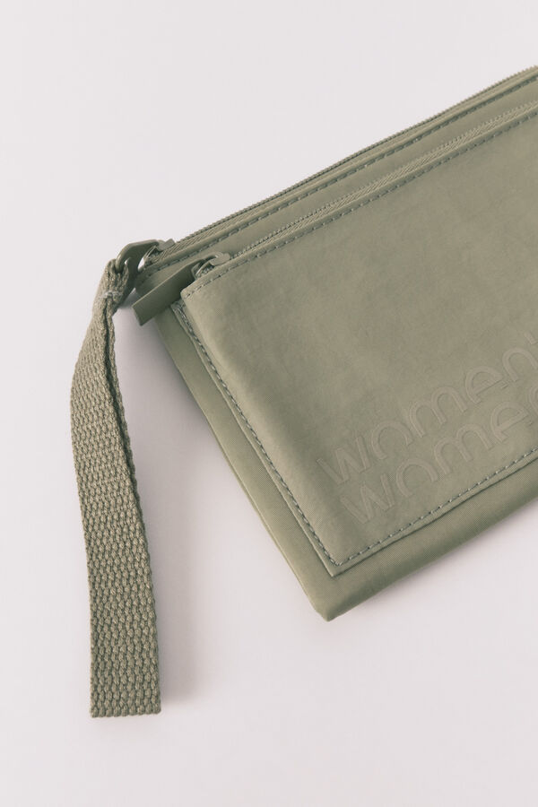 Womensecret Mini monedero de nailon verde kaki