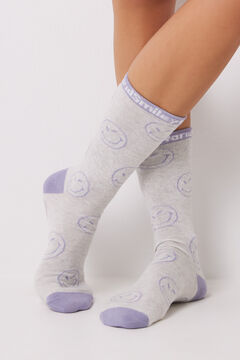 Womensecret Pack 3 calcetines medios algodón SmileyWorld gris