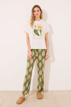 Womensecret Pantalón largo de estar por casa con flores de viscosa estampado