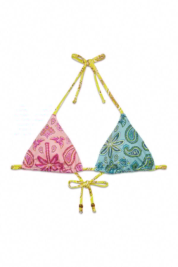 Women'secret Top bikini triangular estampado multicolor estampado