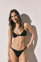 Women'secret Panty de bikini tanga de tiras negra negro