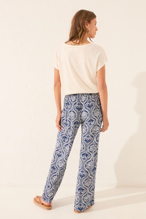 Womensecret Pantalón largo con estampado integral estampado
