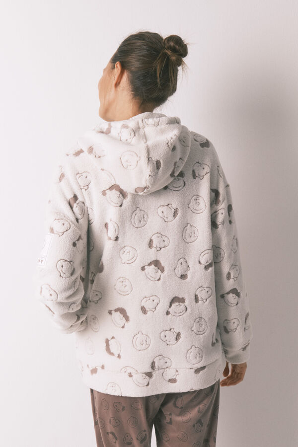 Women'secret Bata short de borrego blanca de Snoopy marfil