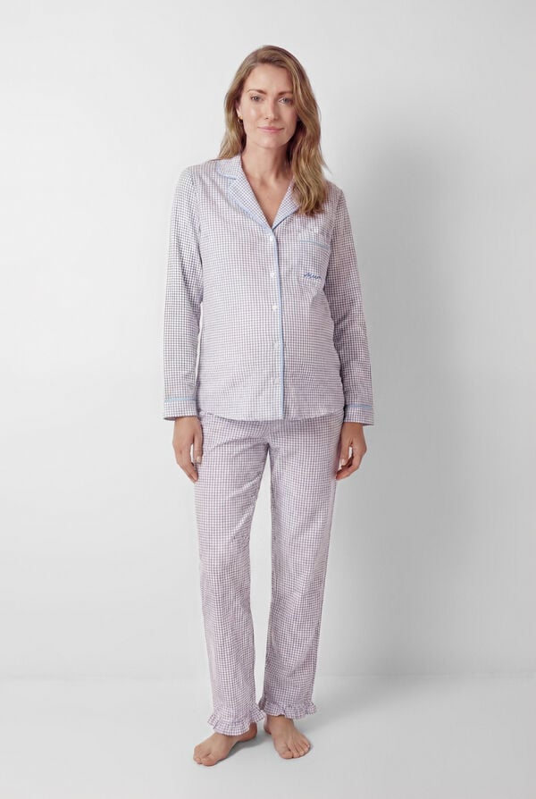 Women'secret Pijama camisera maternity estampado vichy azul