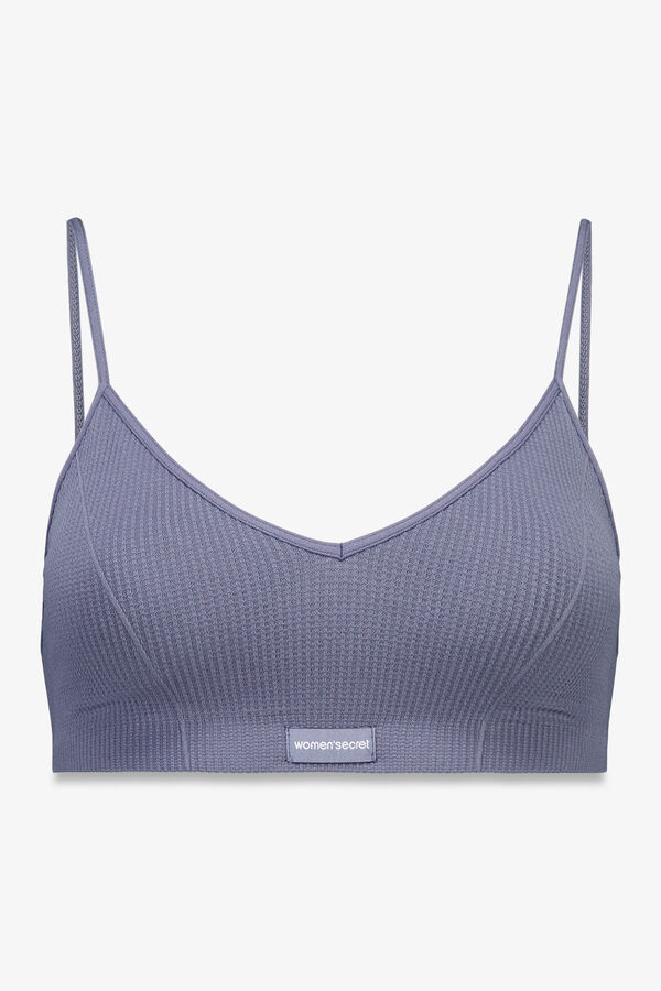 Women'secret Top triangular a cuadros azul claro NATURAL azul
