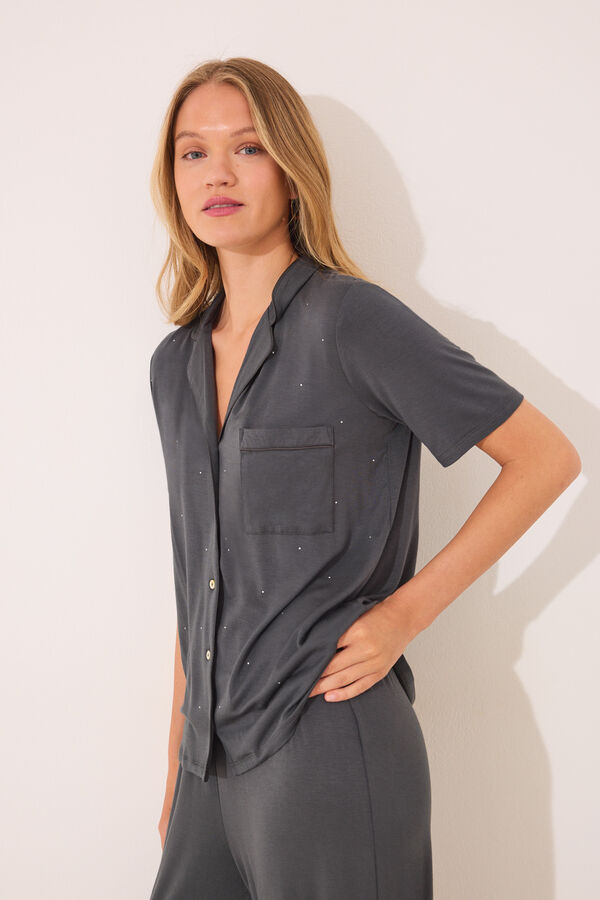 Womensecret Pijama camisera Capri de viscosa gris gris