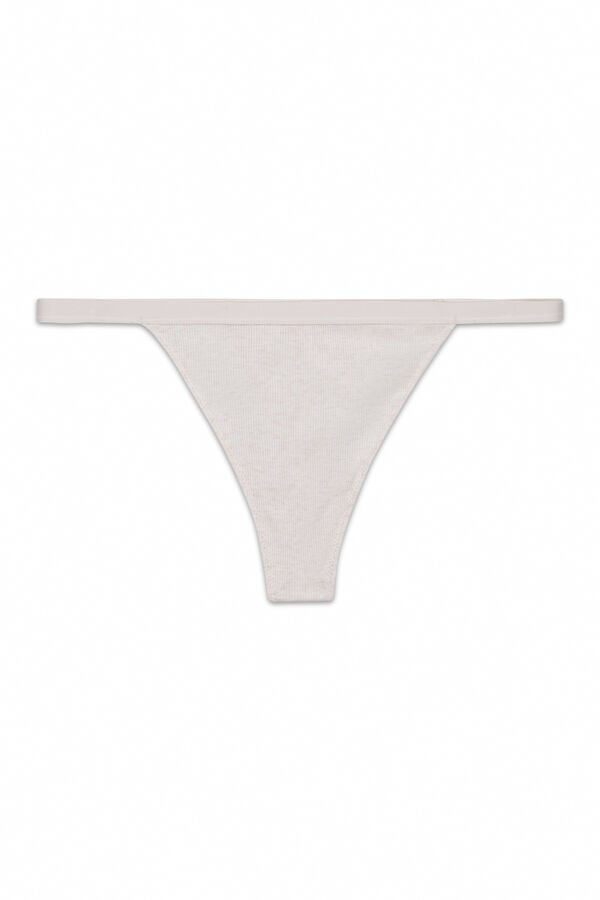 Women'secret Tanga de tira acanalada de algod&oacute;n beige caf&eacute;