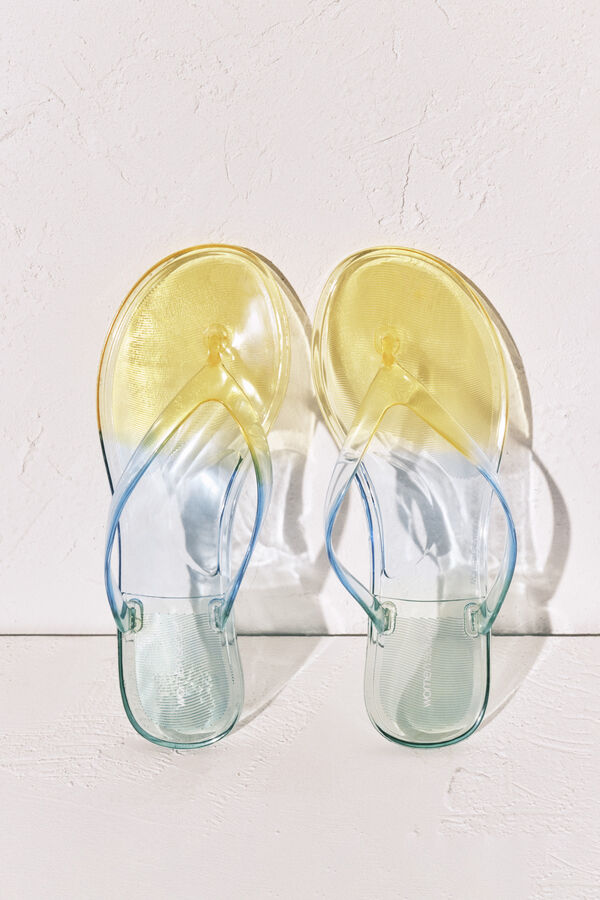 Women'secret Chanclas transparentes verde estampado