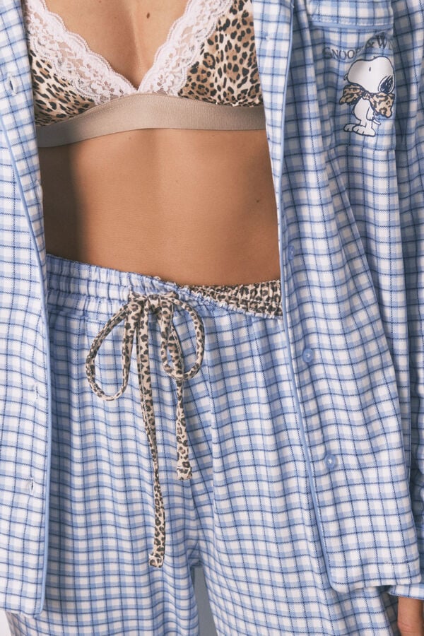 Women'secret Pijama larga Vichy de Snoopy estampado