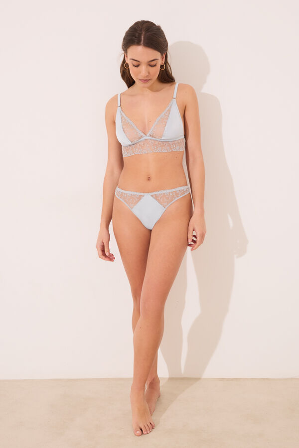 Womensecret Tanga clásica satén azul azul