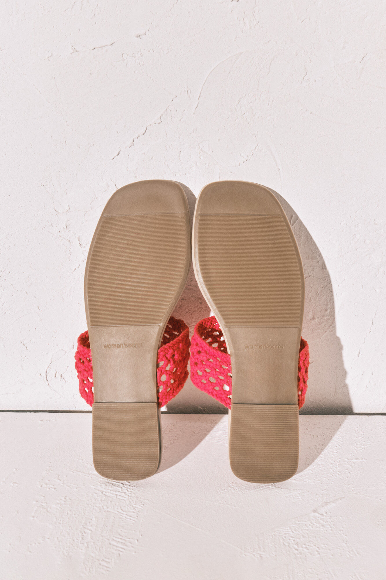 Women'secret Sandalias de crochet rojo