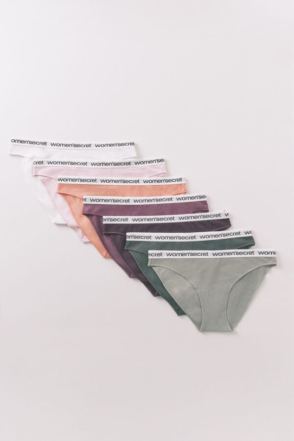 Women'secret Pack de 7 panties clásica de algodón con logo blanco