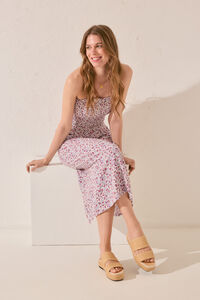 Womensecret Vestido largo de viscosa con estampado morado/lila estampado