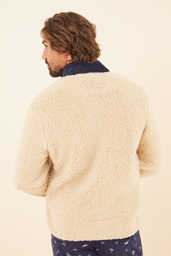 Womensecret Chaqueta hombre borreguito bolsillo marfil