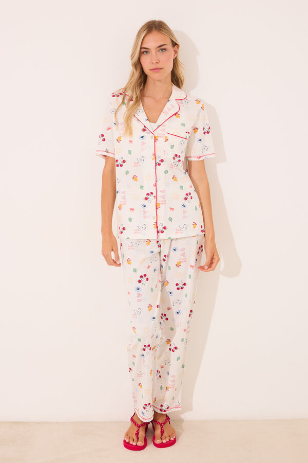 Womensecret Pijama camisera 100% algodón color marfil marfil