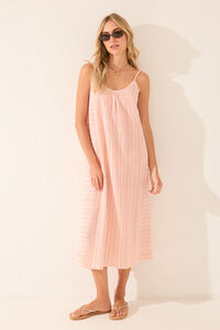 Womensecret Vestido largo de rayas tejidas en color rosa rosa