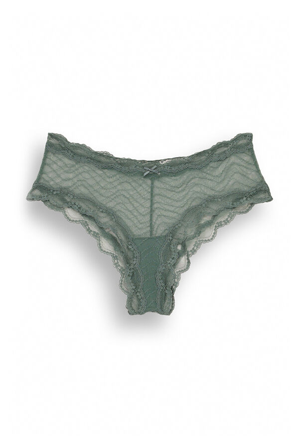 Womensecret Panty ancho brasileño encaje kaki kaki