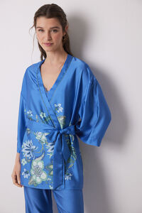 Womensecret Set de pijama satén y encaje azul estampado