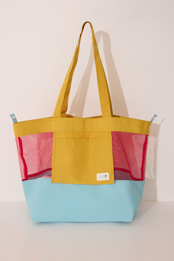 Womensecret Bolsa de bolsa de malla y nailon con estampado blanco. blanco