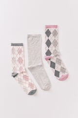 Women'secret Pack de 3 calcetines largos de rombos  estampado
