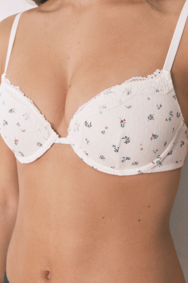 Women'secret Brasier BEAUTIFUL clásica con relleno y estampado blanco marfil