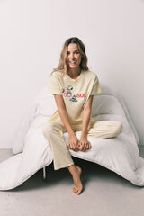 Women'secret Pijama larga de algod&oacute;n Snoopy amarillo amarillo