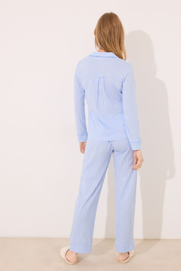 Womensecret Pijama camisera premamá clásico 100% algodón rayas azul