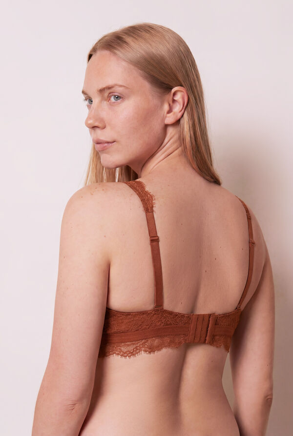 Women'secret Brasier halter con relleno de encaje marr&oacute;n INTUITIVE caf&eacute;