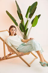 Womensecret Pijama 100% algodón Capri verde flores verde