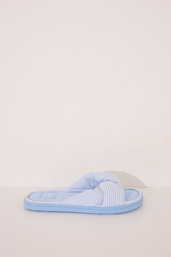 Womensecret Pantuflas para casa de seersucker azules azul