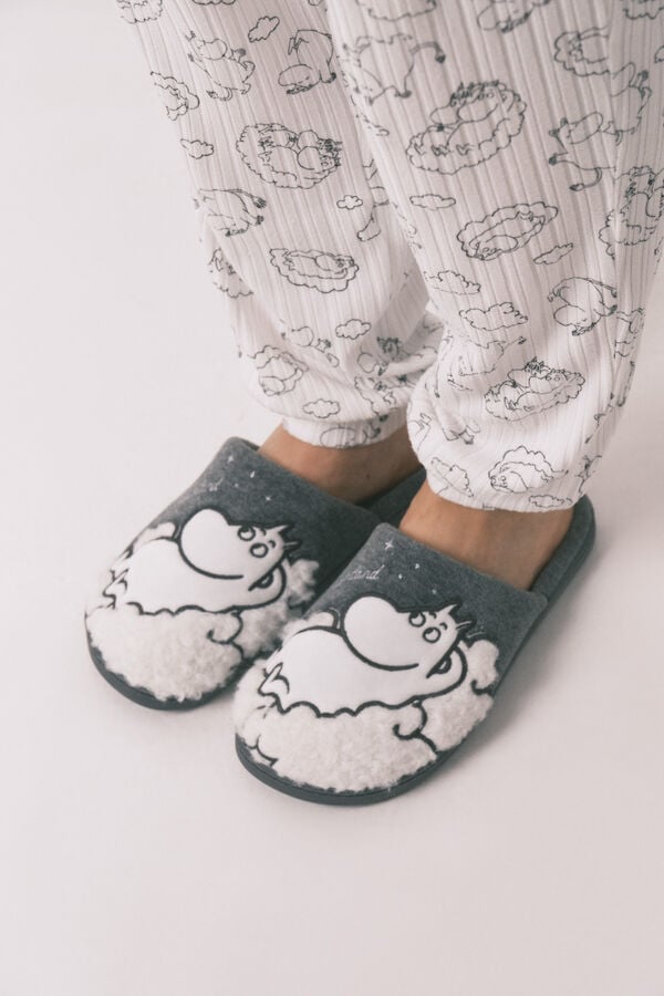 Women'secret Pantuflas de borreguito gris Moomin gris