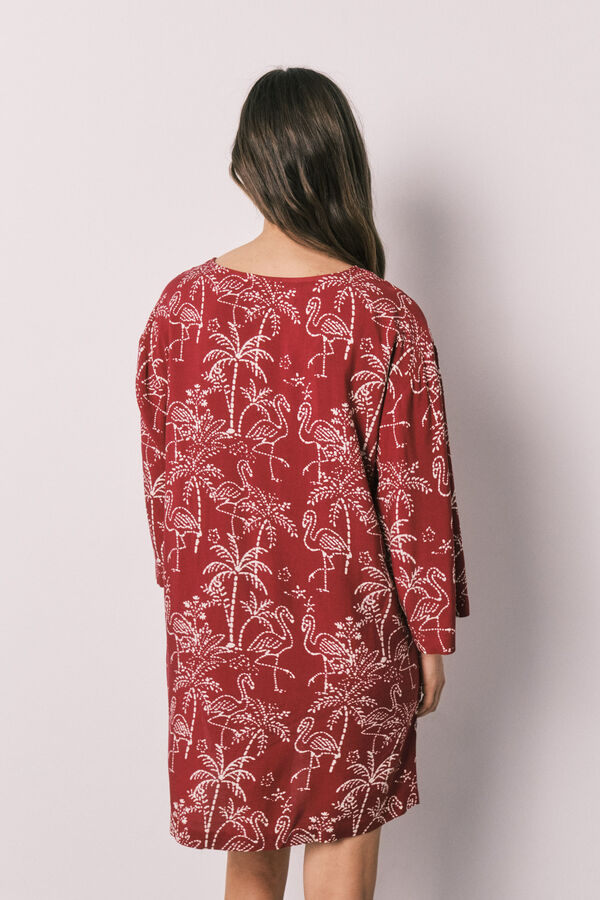 Women'secret Playera de dormir corta estampado palmeras rojo
