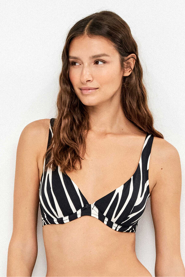 Gisela Top bikini de capacidad sin relleno animal print blanco