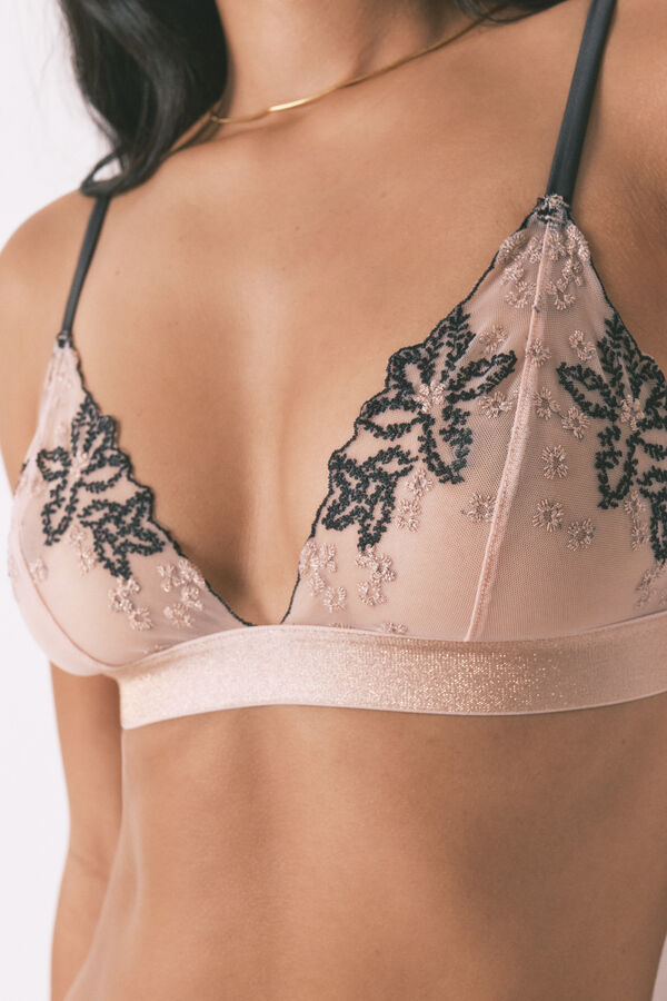 Women'secret Brasier de tul bordado negro NATURAL negro