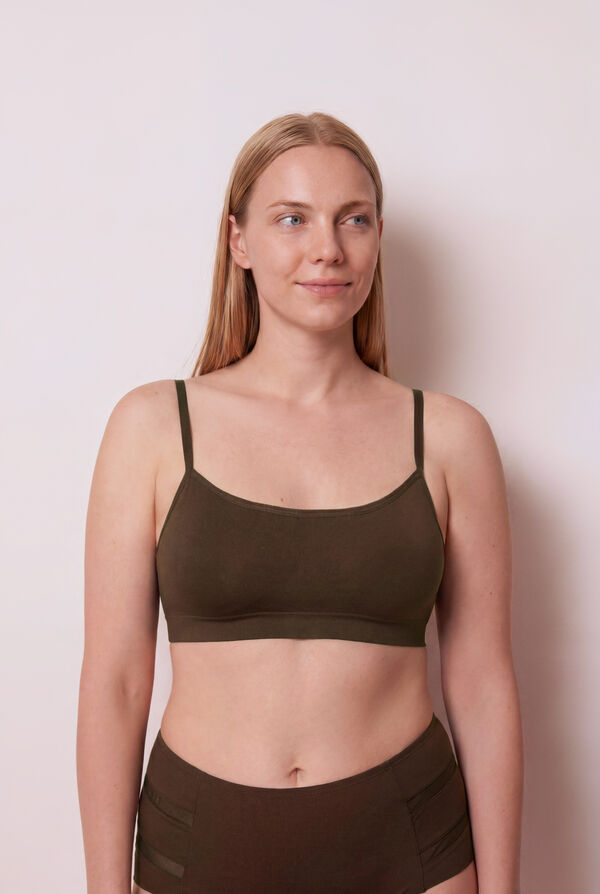 Women'secret Top con relleno sin costuras marr&oacute;n caf&eacute;