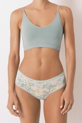 Womensecret Panty brasileña ancha con estampado verde verde