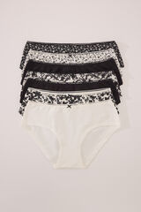 Womensecret Pack de 7 panties de algodón de tiro alto con estampado mixto B&N negro