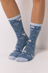 Women'secret Calcetines largos con estampado de oso polar azul