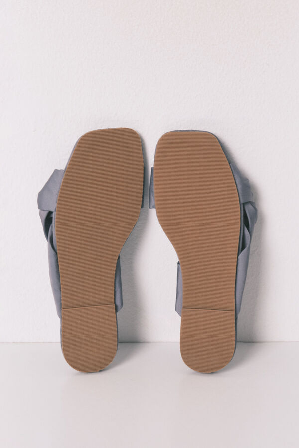 Women'secret Sandalias planas satén azul grisáceo gris